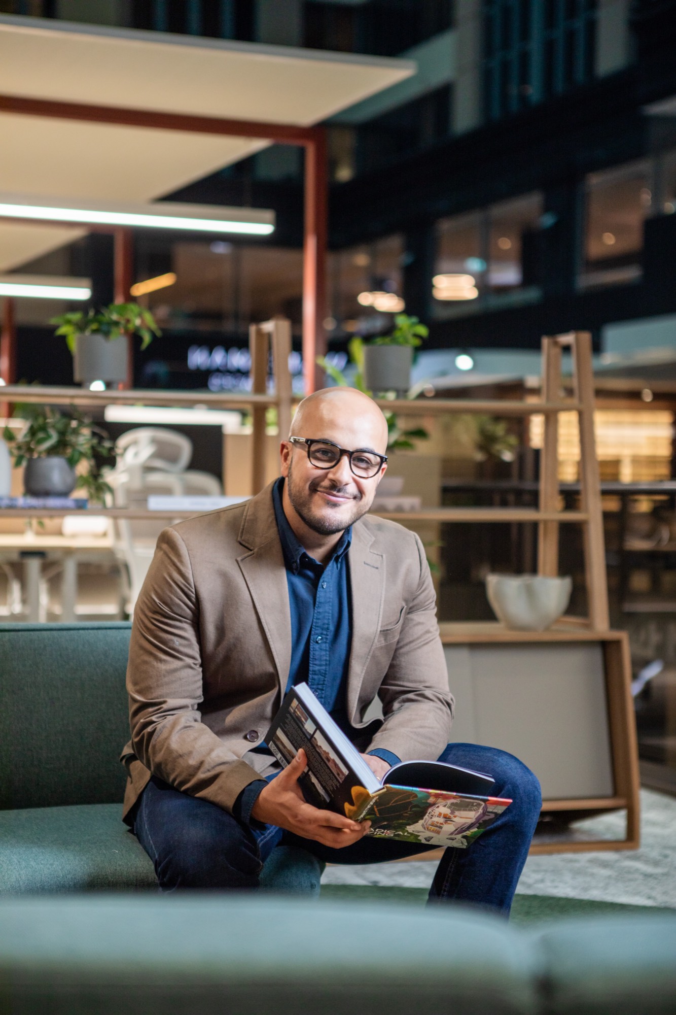 Lifestyle portrait in a workplace lounge
