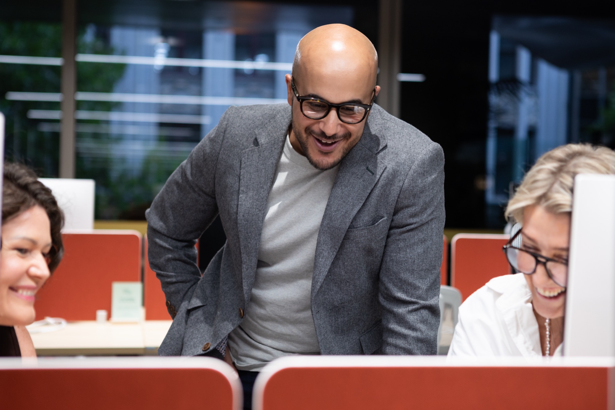 Candid conversation in the office