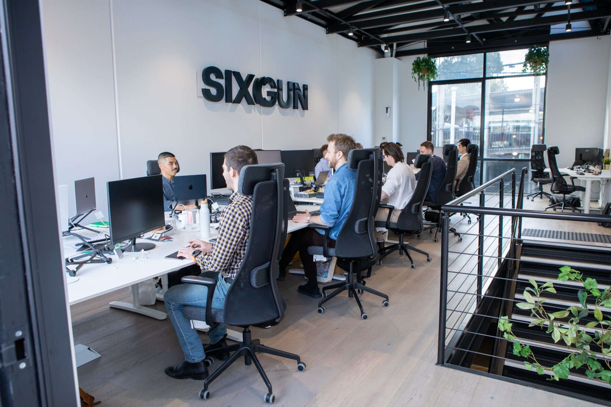 Open-plan office at work