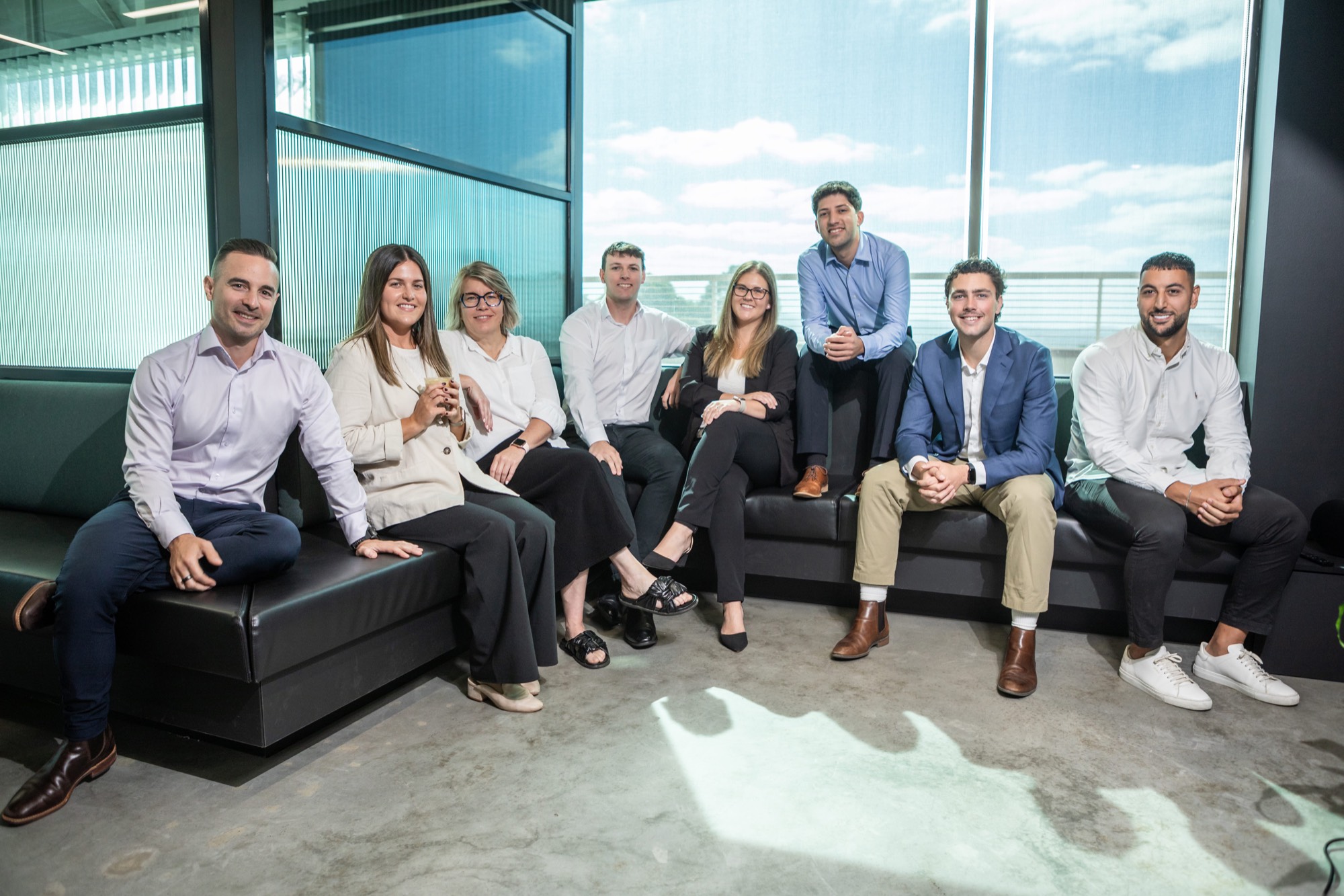 Team gathered on the office lounge